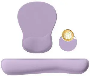 Wrist Rest Support for Mouse Pad&Keyboard Set with Coaster,Concave Curved Memory Foam, Non-Slip Base Pain Relief Comfortable Easy Typing Pad for Home/Office (Lavender Purple) Wrist Rest Support for Mouse Pad&Keyboard Set with Coaster,Concave Curved Memory Foam, Non-Slip Base Pain Relief Comfortable Easy Typing Pad for Home/Office (Lavender Purple)