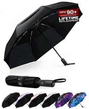 Strongest Travel Umbrella Windproof Compact Umbrella for Rain, Small, Lightweight & Portable Folding with UV Protection, Auto Open/Close, Wind-Tested, Heavy Duty for Backpack & Car, Men Strongest Travel Umbrella Windproof Compact Umbrella for Rain, Small, Lightweight & Portable Folding with UV Protection, Auto Open/Close, Wind-Tested, Heavy Duty for Backpack & Car, Men