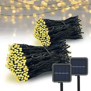 Solar String Lights Outdoor, 2 Pack 79FT 200 LED Waterproof Solar Christmas Lights with 8 Lighting Modes for Tree Yard Garden Party Xmas Decorations Solar String Lights Outdoor, 2 Pack 79FT 200 LED Waterproof Solar Christmas Lights with 8 Lighting Modes for Tree Yard Garden Party Xmas Decorations