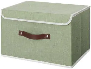 Fabric Storage Box Bins with Lids, Green, 15"x10"x10" Fabric Storage Box Bins with Lids, Green, 15"x10"x10"