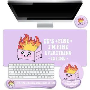 4 Pcs Dumpster Mouse Pad Kit Mouse Wrist Rest, Purple Funny Cute Fire Large Desk Mat, Keyboard Wrist Rest, Coaster, Ergonomic Desk Mat Gaming Work Home Office Accessories Supplies Decor 4 Pcs Dumpster Mouse Pad Kit Mouse Wrist Rest, Purple Funny Cute Fire Large Desk Mat, Keyboard Wrist Rest, Coaster, Ergonomic Desk Mat Gaming Work Home Office Accessories Supplies Decor