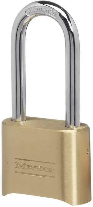 Brass Combination Lock, Gate Lock for Outdoor Fence or Shed, Customizable Combination Padlock with Extended 2-1/4-Inch-Long Shackle, 175DLH Brass Combination Lock, Gate Lock for Outdoor Fence or Shed, Customizable Combination Padlock with Extended 2-1/4-Inch-Long Shackle, 175DLH