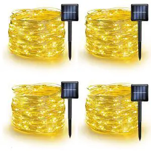 Warm White Solar String Lights Outdoor, Total 160 FT 480 LED Solar Powered Waterproof Fairy Lights 8 Modes Copper Wire Lights for Christmas Party Tree Wedding Yard Decorations, 4 Pack Warm White Solar String Lights Outdoor, Total 160 FT 480 LED Solar Powered Waterproof Fairy Lights 8 Modes Copper Wire Lights for Christmas Party Tree Wedding Yard Decorations, 4 Pack