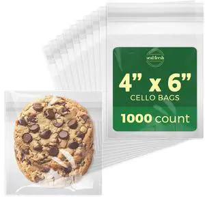 Self Sealing Cellophane Bags - 4" x 6" (1000 Count) - Clear Plastic Resealable Cello Bag - Cellophane Treat Bags, Cookie Bags for Packaging, Candy bags, Cello Bags, Pastry Bags Self Sealing Cellophane Bags - 4" x 6" (1000 Count) - Clear Plastic Resealable Cello Bag - Cellophane Treat Bags, Cookie Bags for Packaging, Candy bags, Cello Bags, Pastry Bags