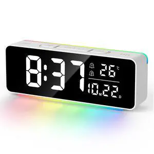 Digital Alarm Clock for Bedrooms with Mood Night Light, Date/Week/Temperature Display, Dual Alarms, Snooze, Brightness Dimmer, 3 Volume Adjustable, Plug in Desk Table Clocks Digital Alarm Clock for Bedrooms with Mood Night Light, Date/Week/Temperature Display, Dual Alarms, Snooze, Brightness Dimmer, 3 Volume Adjustable, Plug in Desk Table Clocks