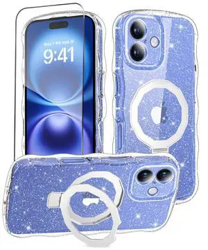 Magnetic Stand for iPhone 16 Case with Screen Protector Clear Magnetic Stand for iPhone 16 Case with Screen Protector Clear