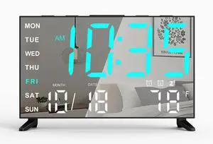 Mirror Digital Loud Alarm Clock,Indoor Temperature,USB Charging Port,Dimmer,Dual Alarms,Adjustable Volum,12/24H,Snooze,Perfect for Bedroom and Living Room (Black+Ice Blue Digit) Mirror Digital Loud Alarm Clock,Indoor Temperature,USB Charging Port,Dimmer,Dual Alarms,Adjustable Volum,12/24H,Snooze,Perfect for Bedroom and Living Room (Black+Ice Blue Digit)