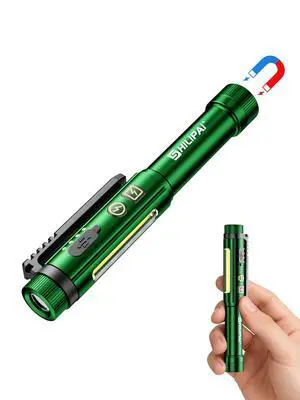 Rechargeable Penlight Flashlight, 600 Lumens COB LED Work Light with Magnetic Clip, 8 Lighting Modes, USB-C Pocket Flashlight with Power Indicator for EDC, Inspection, Emergency and Daily Use(Green) Rechargeable Penlight Flashlight, 600 Lumens COB LED Work Light with Magnetic Clip, 8 Lighting Modes, USB-C Pocket Flashlight with Power Indicator for EDC, Inspection, Emergency and Daily Use(Green)