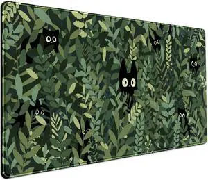 Cute Anime Cats Desk Mat Green Leaves Kawaii Mousepad XXL Extended Large Gaming Mouse Pad Cat, Aesthetic Extended Laptop Keyboard Mat Desk Pad for Women Office Gamer Girl Decor 31.5x15.75 in Cute Anime Cats Desk Mat Green Leaves Kawaii Mousepad XXL Extended Large Gaming Mouse Pad Cat, Aesthetic Extended Laptop Keyboard Mat Desk Pad for Women Office Gamer Girl Decor 31.5x15.75 in