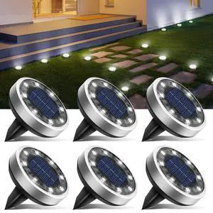 6 Pack Solar Lights Outdoor, 8 LED Solar Ground Lights IP65 Waterproof Flat Solar Disc Light, Pathway Lights for Garden Lawn Patio Yard Path Landscape, Cool White 6 Pack Solar Lights Outdoor, 8 LED Solar Ground Lights IP65 Waterproof Flat Solar Disc Light, Pathway Lights for Garden Lawn Patio Yard Path Landscape, Cool White
