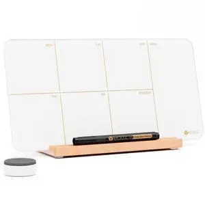 Desktop Glass Weekly Planner Whiteboard with Detachable Wood Stand,Small Portable Dry Erase Calendar to Do List White Board 12x6" for Office, Home, Schools, Marker&Eraser Included, Yeoux Desktop Glass Weekly Planner Whiteboard with Detachable Wood Stand,Small Portable Dry Erase Calendar to Do List White Board 12x6" for Office, Home, Schools, Marker&Eraser Included, Yeoux