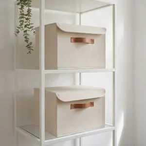 Linen Storage Boxes with Lids - Large Set of 2 Organizer Bins Linen Storage Boxes with Lids - Large Set of 2 Organizer Bins