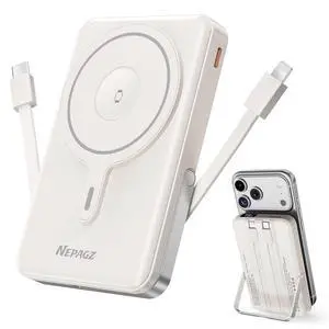Magsafe Portable Charger, 10000mAh Power Bank, Creamy White Magsafe Portable Charger, 10000mAh Power Bank, Creamy White