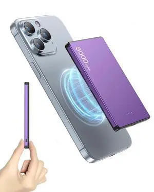 Wireless Portable Charger,5000mAh Slim Magnetic Power Bank Phone Charger with USB-C Cable, PD 20W Fast Charging Mag-Safe Battery Pack Travel Charger for Phone 17 16 15 14 13 Pro Max(Purple) Wireless Portable Charger,5000mAh Slim Magnetic Power Bank Phone Charger with USB-C Cable, PD 20W Fast Charging Mag-Safe Battery Pack Travel Charger for Phone 17 16 15 14 13 Pro Max(Purple)