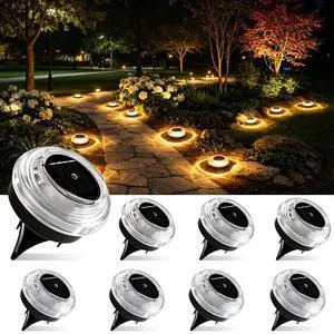 Solar Driveway Lights 8 Pack, Solar Walkway Lights Outdoor IP67 Waterproof, Solar Ground Lights Lighting for Yard Path Step Sidewalk Stair PathwayWarm White Solar Driveway Lights 8 Pack, Solar Walkway Lights Outdoor IP67 Waterproof, Solar Ground Lights Lighting for Yard Path Step Sidewalk Stair PathwayWarm White