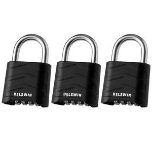 3 Pack Large Combination Padlock - 4 Digit Resettable Combo Lock with Hardened Steel Shackle, Security Aluminum Body, Weatherproof Combination Lock for Gym Locker, Gate, Shed, Fence, School 3 Pack Large Combination Padlock - 4 Digit Resettable Combo Lock with Hardened Steel Shackle, Security Aluminum Body, Weatherproof Combination Lock for Gym Locker, Gate, Shed, Fence, School