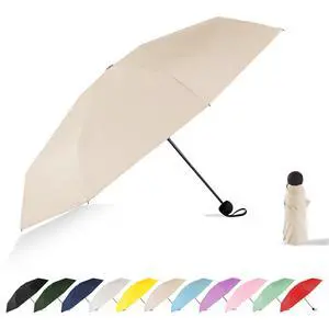 Mini Travel Umbrella Compact Small Size, UV Protection for Sun & Rain, Lightweight Folding, Wind Resistant, Small Backpack Purse Size for Women Kids(Beige) Mini Travel Umbrella Compact Small Size, UV Protection for Sun & Rain, Lightweight Folding, Wind Resistant, Small Backpack Purse Size for Women Kids(Beige)