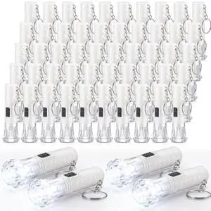 50 Pcs Mini Flashlight Keychains Bulk with Lanyard Portable Small Plastic LED Key Chains Flashlights for Night Reading Emergency Hurricane Camping Hiking Party Favors(White,Simple) 50 Pcs Mini Flashlight Keychains Bulk with Lanyard Portable Small Plastic LED Key Chains Flashlights for Night Reading Emergency Hurricane Camping Hiking Party Favors(White,Simple)