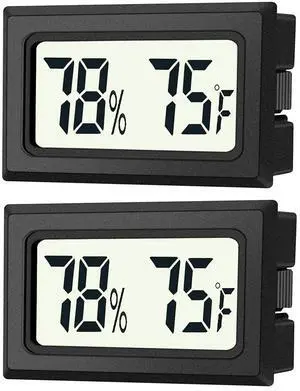 2 Pack Mini Digital Hygrometer Thermometer Gauge, Indoor Outdoor Temperature Humidity Meter for Humidifiers Greenhouse Reptile Plant Humidors, Large LCD Screen, Display in Fahrenheit () (2) 2 Pack Mini Digital Hygrometer Thermometer Gauge, Indoor Outdoor Temperature Humidity Meter for Humidifiers Greenhouse Reptile Plant Humidors, Large LCD Screen, Display in Fahrenheit () (2)