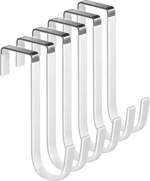 Single Over Door Steel Hooks 6 Pack Fit 1-3/8" Door 5.5" White | Plastic Coated Rubber Feel Towel Rack Robe Coat Shoe Wreath Hanger No Damage No Scratch for Bathroom Heavy Duty Thin Top Single Over Door Steel Hooks 6 Pack Fit 1-3/8" Door 5.5" White | Plastic Coated Rubber Feel Towel Rack Robe Coat Shoe Wreath Hanger No Damage No Scratch for Bathroom Heavy Duty Thin Top
