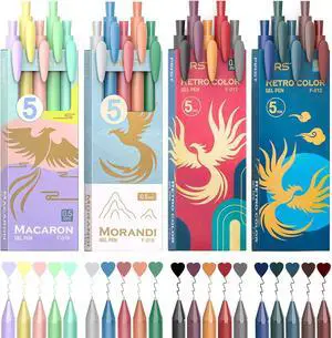 Retractable Colored Gel Pens 0.5MM Fine Point, 20 Assorted Color Ink Pen Set, Cute Colorful Aesthetic Ballpoint Pen for Writing, Journaling, Note-Taking (Multicolor) Retractable Colored Gel Pens 0.5MM Fine Point, 20 Assorted Color Ink Pen Set, Cute Colorful Aesthetic Ballpoint Pen for Writing, Journaling, Note-Taking (Multicolor)