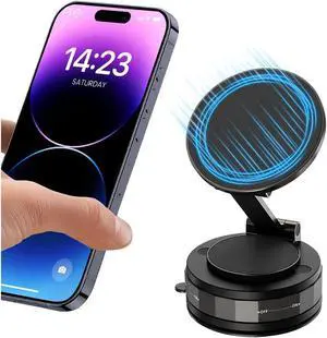 Vacuum Magnetic Car Phone Holder, 360° Adjustable Vehicle Dashboard Cell Phone Mount with Suction Cup, Foldable Automotive Windshield Smartphone Holder, Universal for SUV RV Truck Vacuum Magnetic Car Phone Holder, 360° Adjustable Vehicle Dashboard Cell Phone Mount with Suction Cup, Foldable Automotive Windshield Smartphone Holder, Universal for SUV RV Truck