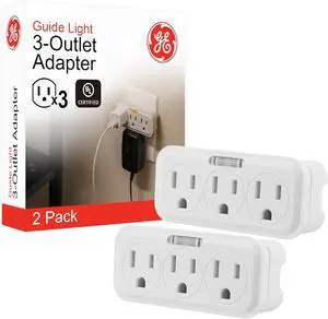 Outlet Extender with Guide Light, 2 Pack, 3 Outlet Multi Plug Outlet Extender with Guide Light, 2 Pack, 3 Outlet Multi Plug