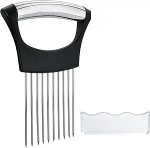 Onion Slicer Holder with Protective Case Stainless Steel Onion Cutter Tool for Kitchen, Lemon, Potato, Tomato, Avocado, Vegetable & Fruit Slicing Assistant Onion Slicer Holder with Protective Case Stainless Steel Onion Cutter Tool for Kitchen, Lemon, Potato, Tomato, Avocado, Vegetable & Fruit Slicing Assistant