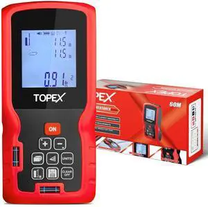 TOPEX Laser Distance Meter Laser Measurement Tool Laser Measure Digital Laser Measurer Measure Distance Area and Volume Battery Included TOPEX Laser Distance Meter Laser Measurement Tool Laser Measure Digital Laser Measurer Measure Distance Area and Volume Battery Included