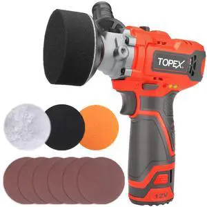 TOPEX 12V Cordless Polisher 3" Mini Car Detailing Buffer & Sander w/ Battery & Charger TOPEX 12V Cordless Polisher 3" Mini Car Detailing Buffer & Sander w/ Battery & Charger