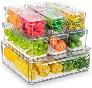 Stelive 10 Pack Fridge Organiser, Stackable Refrigerator Organiser Bins with Lids, BPA-Free, Kitchen Storage Containers, Clear Fridge Storage Stelive 10 Pack Fridge Organiser, Stackable Refrigerator Organiser Bins with Lids, BPA-Free, Kitchen Storage Containers, Clear Fridge Storage