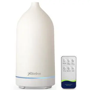 Stelive Essential Oil Diffuser, Ultrasonic Aromatherapy Diffuser 200ML, Aroma Diffuser with 4 white indicator lights, humidifying benefits, for Home or Office Stelive Essential Oil Diffuser, Ultrasonic Aromatherapy Diffuser 200ML, Aroma Diffuser with 4 white indicator lights, humidifying benefits, for Home or Office