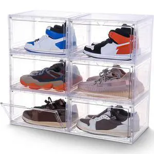 Stelive 6PCS Shoe Display Box Shoe Box Storage Container Stackable Shoe Storage Box 33.4x27.5x22.3cm Stelive 6PCS Shoe Display Box Shoe Box Storage Container Stackable Shoe Storage Box 33.4x27.5x22.3cm
