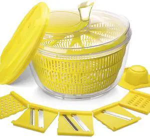 Stelive 2-IN-1 Salad Spinner Salad Spinner Vegetable Chopper Slicer Food Choppers Vegetable Slicer Fruit Cutter Food Dicer with Container Hand Guard (Yellow) Stelive 2-IN-1 Salad Spinner Salad Spinner Vegetable Chopper Slicer Food Choppers Vegetable Slicer Fruit Cutter Food Dicer with Container Hand Guard (Yellow)