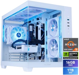MLOONG Gaming PC, AMD Ryzen 5 5500 4.2 GHz, GeForce RTX 5060 8GB prebuilt pc, 1TB NVMe SSD, AI Powered 16GB DDR4 3200MHz, Air Cooled Prebuilt, 650W PSU, Windows 11 Home Gamer PC. White MLOONG Gaming PC, AMD Ryzen 5 5500 4.2 GHz, GeForce RTX 5060 8GB prebuilt pc, 1TB NVMe SSD, AI Powered 16GB DDR4 3200MHz, Air Cooled Prebuilt, 650W PSU, Windows 11 Home Gamer PC. White