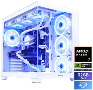Mloong X-Dragon Gaming PC Desktop, AMD Ryzen 7 9800X3D 8 core 4.7GHz(up to 5.2GHz), GeForce RTX 5070Ti 16GB, 32GB DDR5 RAM 6000MHz, 2TB NVME SSD, 850W PSU, Windows 11 Home 64-bit, White Mloong X-Dragon Gaming PC Desktop, AMD Ryzen 7 9800X3D 8 core 4.7GHz(up to 5.2GHz), GeForce RTX 5070Ti 16GB, 32GB DDR5 RAM 6000MHz, 2TB NVME SSD, 850W PSU, Windows 11 Home 64-bit, White