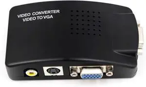 PC Laptop Composite Video TV RCA Composite S-Video AV in to PC VGA LCD Out Converter Adapter Switch Box Black PC Laptop Composite Video TV RCA Composite S-Video AV in to PC VGA LCD Out Converter Adapter Switch Box Black