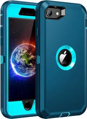 for iPhone SE 2022/2020 Case Built-in Screen Protector Shockproof 3-Layer Full Body Protection Rugged Heavy Duty Cover Case for iPhone SE(2nd/3rd Gen) 4.7 Turquoise for iPhone SE 2022/2020 Case Built-in Screen Protector Shockproof 3-Layer Full Body Protection Rugged Heavy Duty Cover Case for iPhone SE(2nd/3rd Gen) 4.7 Turquoise