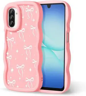Compatible with Galaxy A17 5G Case for Women Girls Curly Wavy Frame with Cute Pattern Aesthetic Slim Soft Silicone TPU Bumper Shockproof Phone Case for A17 - Bowknot Star Compatible with Galaxy A17 5G Case for Women Girls Curly Wavy Frame with Cute Pattern Aesthetic Slim Soft Silicone TPU Bumper Shockproof Phone Case for A17 - Bowknot Star