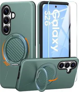 for Galaxy S26 Case with Ring Stand Shockproof Phone Case | Kickstand Holder Dual Layer Protective Cover Screen Protector Magnetic Accessory Friendly S26 Phone Case Green for Galaxy S26 Case with Ring Stand Shockproof Phone Case | Kickstand Holder Dual Layer Protective Cover Screen Protector Magnetic Accessory Friendly S26 Phone Case Green