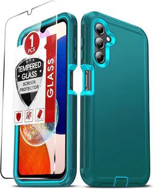 for Galaxy-A14-5G-Phone Case: Heavy Duty Rugged 3 Layer Teal | A14 Phone Case with Screen Protector Military Grade Shockproof Cell Android with Charging Port para A 14 for Galaxy-A14-5G-Phone Case: Heavy Duty Rugged 3 Layer Teal | A14 Phone Case with Screen Protector Military Grade Shockproof Cell Android with Charging Port para A 14