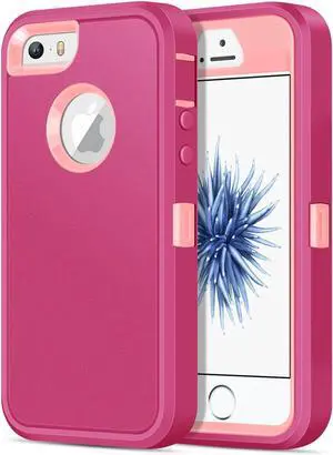 for iPhone 5/5S/SE 1st Generation 2016 Defend & Rugged Case - Pink | Heavy Duty Shockproof Dual-Layer Protective Back Cover Drop Protection Anti-Scratch Non-slip Bumper Matte Armor Phone Cases for iPhone 5/5S/SE 1st Generation 2016 Defend & Rugged Case - Pink | Heavy Duty Shockproof Dual-Layer Protective Back Cover Drop Protection Anti-Scratch Non-slip Bumper Matte Armor Phone Cases
