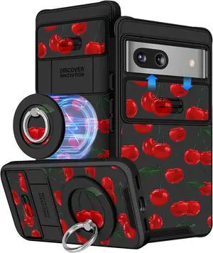 for Google Pixel 8A Case 6.1 Inch - with Ring Stand & Camera Cover Aesthetic Cute Designed for Women Girls Girly Pretty Kawaii Cherry Unique for Pixel 8A Phone Case Compatible with Magsafe for Google Pixel 8A Case 6.1 Inch - with Ring Stand & Camera Cover Aesthetic Cute Designed for Women Girls Girly Pretty Kawaii Cherry Unique for Pixel 8A Phone Case Compatible with Magsafe