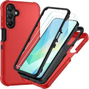 for Galaxy A16 5G Case : 3-Layer Shockproof Phone Cover with HD Screen Protector Hybrid Protective Military-Grade Drop Protection for Galaxy A16 5G Phone Case (Bright Red/Black) for Galaxy A16 5G Case : 3-Layer Shockproof Phone Cover with HD Screen Protector Hybrid Protective Military-Grade Drop Protection for Galaxy A16 5G Phone Case (Bright Red/Black)