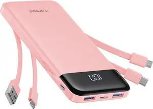 Power Bank Portable Charger with Reinforced Built-in 4 Cables | 3A Fast Charging 10000mAh 6 Outputs 3 Inputs Travel Essentials TSA Compliant LED Display compatible with iPhone Moto Power Bank Portable Charger with Reinforced Built-in 4 Cables | 3A Fast Charging 10000mAh 6 Outputs 3 Inputs Travel Essentials TSA Compliant LED Display compatible with iPhone Moto