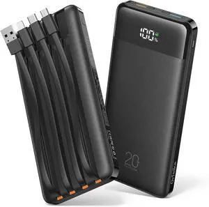 20000mAh Power Bank Fast Charging Portable Charger with 4 Built-in Cables & 6 Outputs 20W PD USB C Battery Pack Compatible with iPhone 16/15 Galaxy Android iPad & More (Travel Essential) 20000mAh Power Bank Fast Charging Portable Charger with 4 Built-in Cables & 6 Outputs 20W PD USB C Battery Pack Compatible with iPhone 16/15 Galaxy Android iPad & More (Travel Essential)