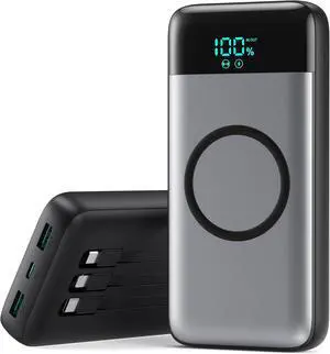 Wireless Portable Charger 40800mAh with 3 Built-in Cables 7-in-1 15W Wireless Charging Power Bank 25W PD QC 4.0 Fast Charging USB C Travel Essentials Battery Pack for iPhone 17/16/15/14 Galaxy Android Wireless Portable Charger 40800mAh with 3 Built-in Cables 7-in-1 15W Wireless Charging Power Bank 25W PD QC 4.0 Fast Charging USB C Travel Essentials Battery Pack for iPhone 17/16/15/14 Galaxy Android