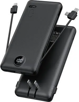 Portable Charger Power Bank Built-in Cables and AC Wall Plug | USB C Portable Bank 10000mAh Travel Essentials Phone Charger Compact External Battery Pack for Smart Phones Tablets-Black Portable Charger Power Bank Built-in Cables and AC Wall Plug | USB C Portable Bank 10000mAh Travel Essentials Phone Charger Compact External Battery Pack for Smart Phones Tablets-Black