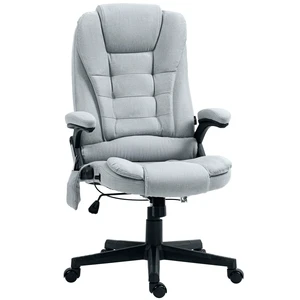 6 Point Vibrating Massage Office Chair with Heat, Linen High Back Massage Desk Chair with Reclining Backrest, Light Gray 6 Point Vibrating Massage Office Chair with Heat, Linen High Back Massage Desk Chair with Reclining Backrest, Light Gray