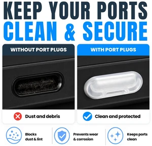 USB-C Dust Plugs 50 Pack with Cleaning Brush, Charging Port Covers, Clear USB-C Dust Plugs 50 Pack with Cleaning Brush, Charging Port Covers, Clear